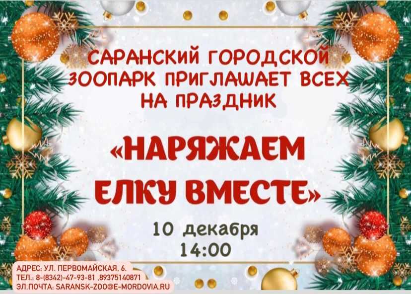 Городской зоопарк приглашает жителей и гостей Саранска на праздник «Наряжаем ёлку вместе!»  